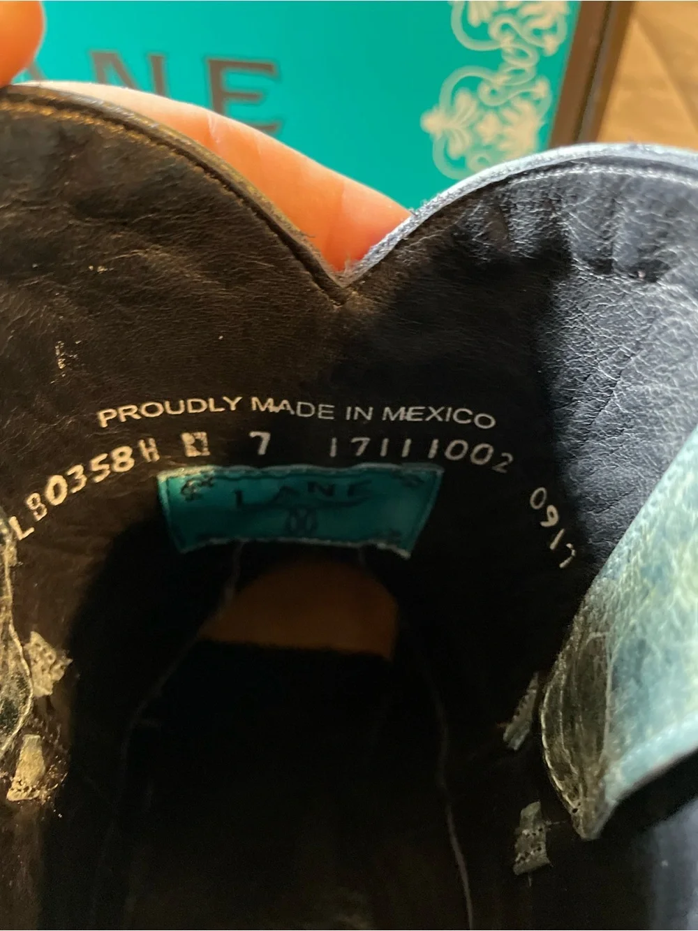 LANE Women's Teal Distressed Leather Western Ankle Boots